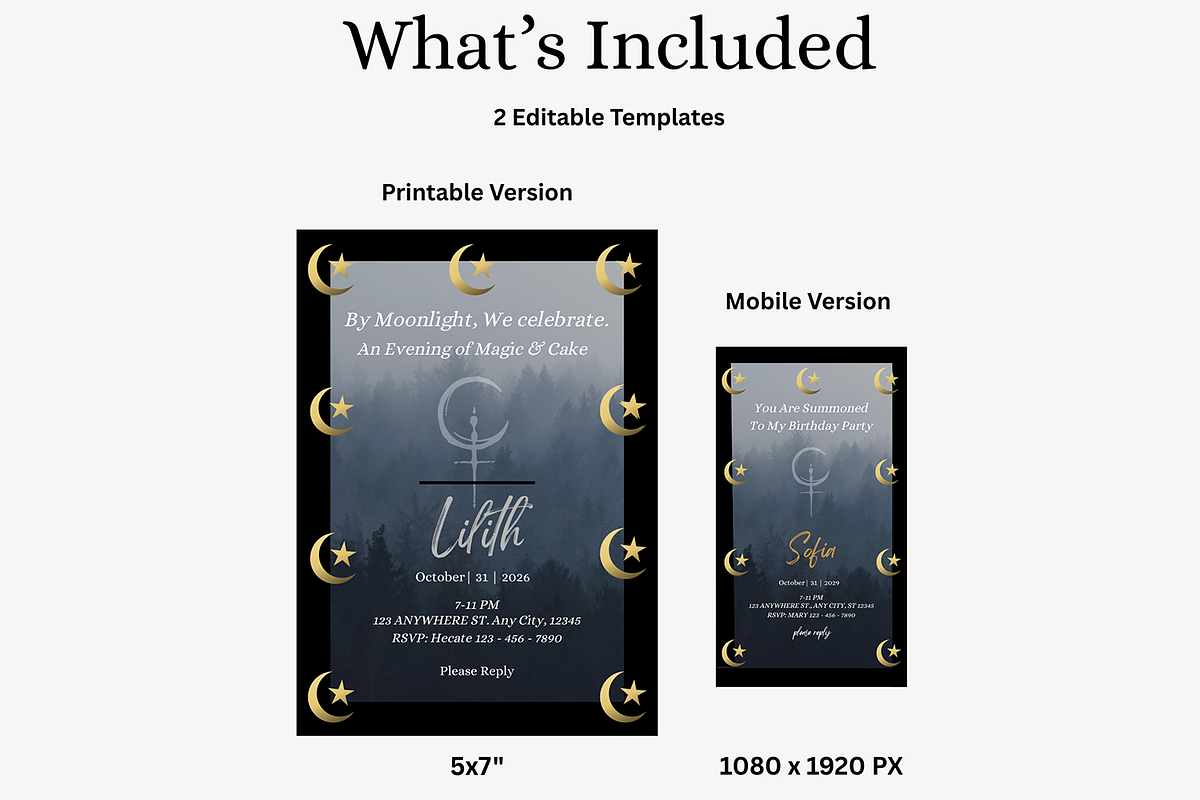 Goth Birthday Invite Canva Editable, an Invitation Template by Willow Paige Farms (Photo 5 of 8)