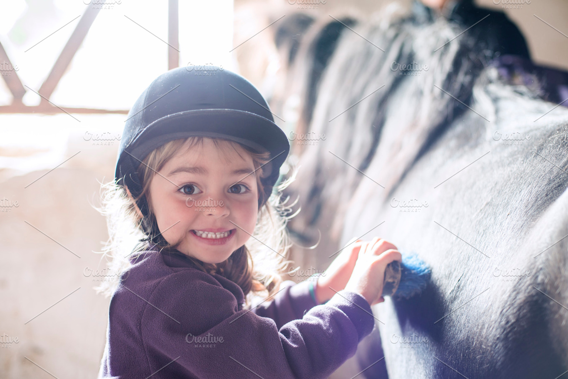 Little girl with horse, a Person Photo by inigocia