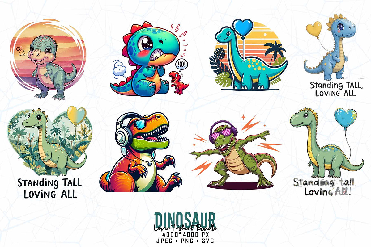 Cute Dinosaur SVG Design Bundle, an Illustration by Sofia's Fashion (Photo 3 of 3)