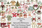 Baby First Christmas Clipart, a Seasonal Illustration by CitraGraphics (Thumbnail 1 of 5)