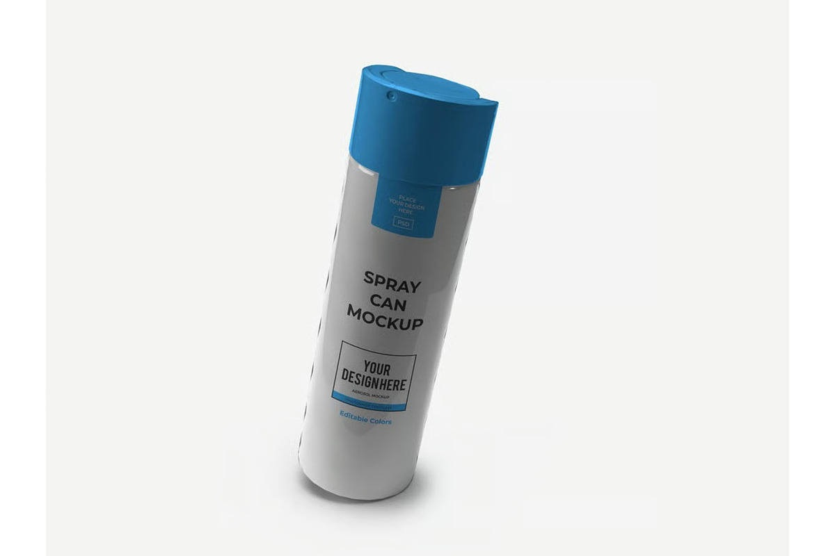 Aerosol Spray Bottle Mockup Template, a Packaging Mockup by DesignRushMarket (Photo 3 of 11)