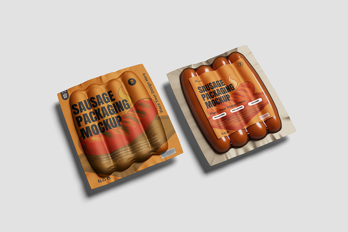 Editable Sausage Packaging Mockup, an Advertising Mockup by bimockup (Photo 2 of 6)