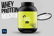 Whey Protein Supplement Mockup, a Cups & Container Mockup by Layerform Design Co. (Thumbnail 2 of 3)