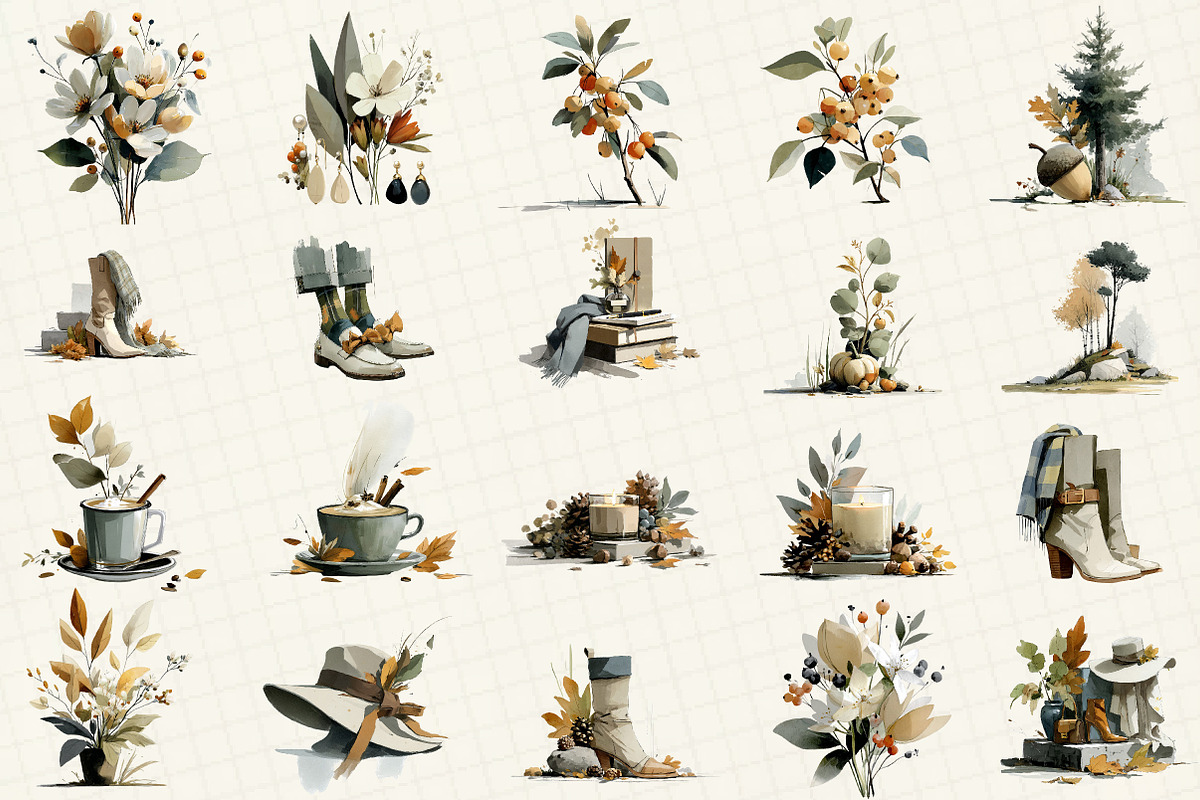 Autumn Watercolor Clipart Set, an Illustration by DreamCafeArt (Photo 3 of 6)
