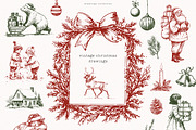 Vintage Christmas Drawings, a Seasonal Illustration by PeDe Designs (Thumbnail 1 of 12)