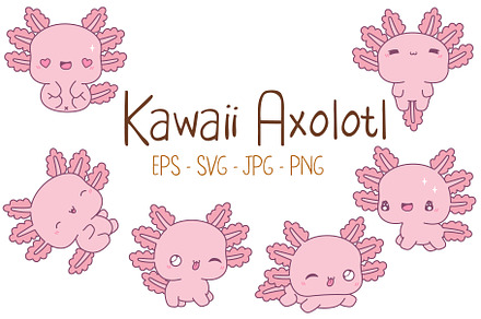 Kawaii Axolotl Set Illustrations