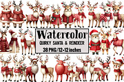Quirky Santa & Reindeer, an Illustration by Design Market (Thumbnail 1 of 3)