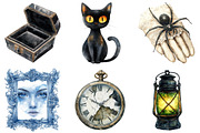 Watercolor Creepy Gothic Halloween, an Illustration by Daily.Designs (Thumbnail 4 of 5)