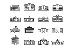 University campus icons set, outline, an Education Illustration by Ylivdesign