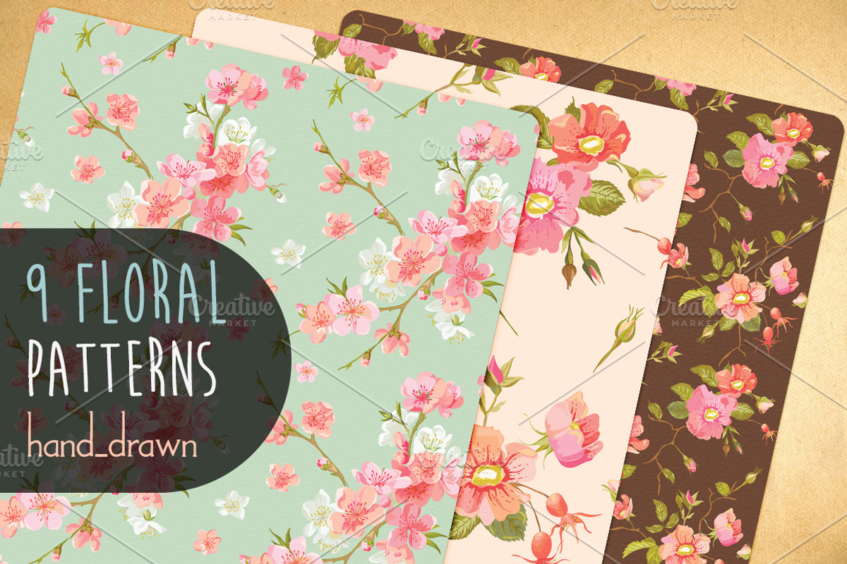9 Floral Patterns, a Pattern Graphic by Anna Studio