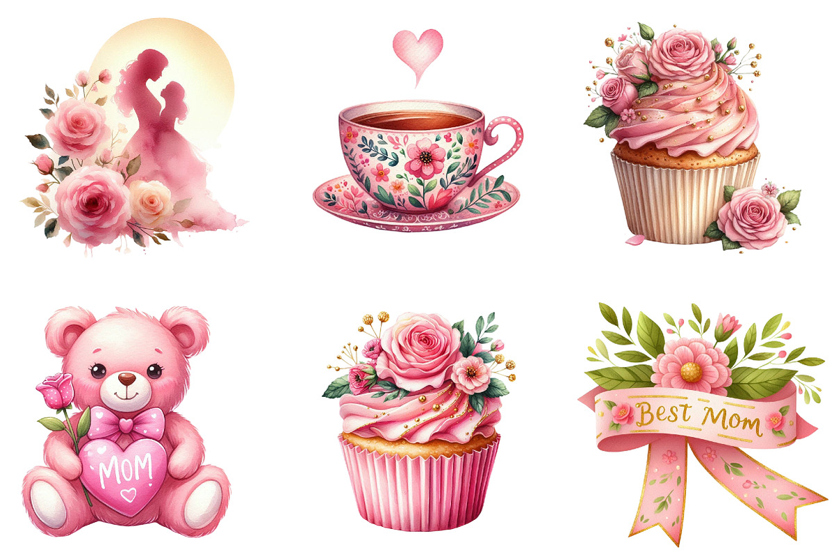 Pink Mother's Day Clipart, an Illustration by DreamArtGraphic (Photo 2 of 4)