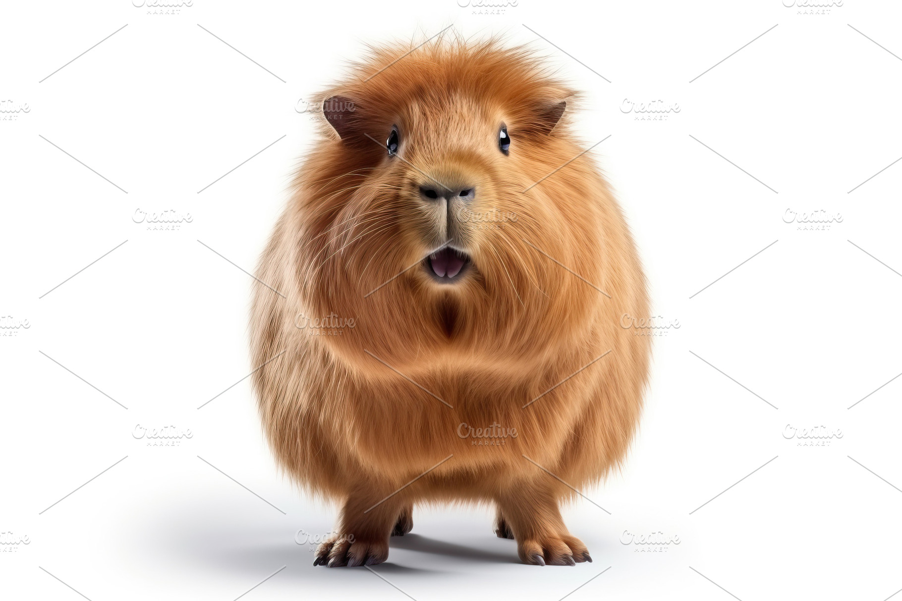Cute brown capybara animal looking at camera isolated on white b, a Photo by Dvoevnore photos