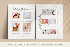Line Sheet Template PHOTOSHOP