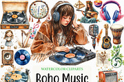 Boho Music Clipart, an Illustration by Craft Nest (Thumbnail 1 of 6)