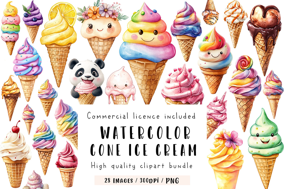 Ice Cream Cone Clipart, an Illustration by CreationArt (Photo 1 of 9)