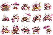Whimsical Summer Crab Clipart, an Illustration by OK Design (Thumbnail 3 of 6)