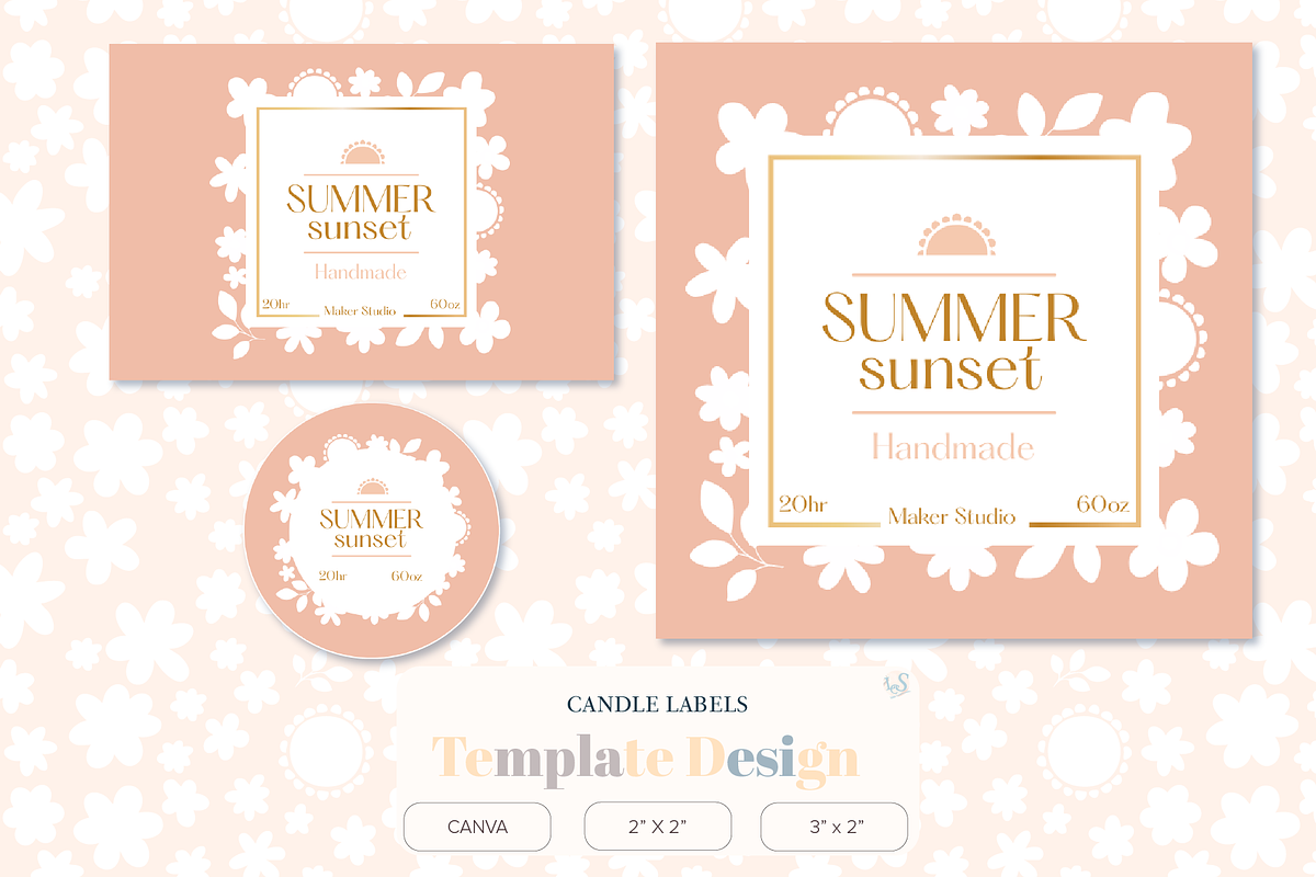 Minimal Floral Candle Label Template, a Stationery Template by Little Creative Scribbles (Photo 1 of 6)