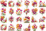 Whimsical Spring Flowers Clipart, an Illustration by Black Bird Studio (Thumbnail 2 of 5)