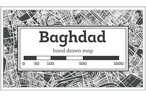 Baghdad Iraq City Map In Retro Style