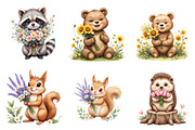 Spring Woodland Animal with Bouquet, a Seasonal Illustration by DreamArtGraphic (Thumbnail 4 of 4)