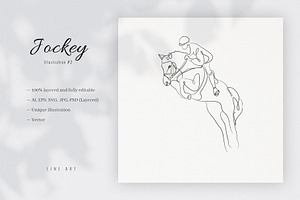 Jockey 2. Line Art Illustration