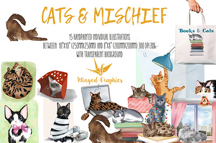 Cats & Mischief illustration set.