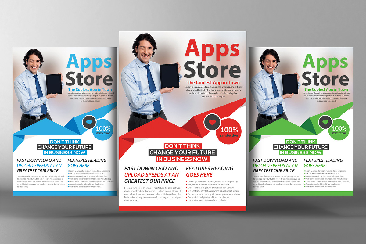 5 Mobile App Flyers Bundle, a Flyer Template by graphicforest