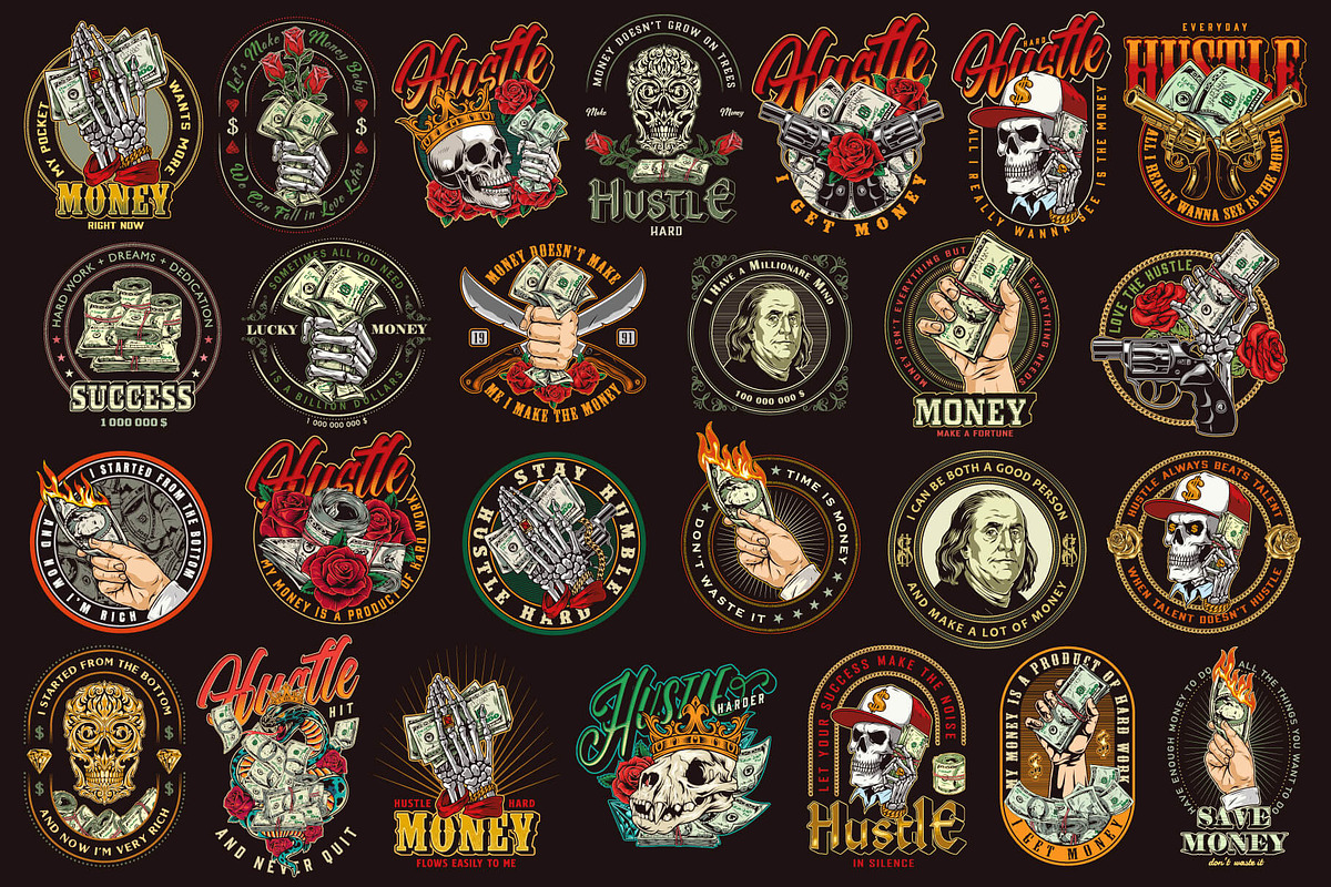 Money Hustle t-shirt designs, a Branding & Logo Template by DGIM studio (Photo 2 of 6)