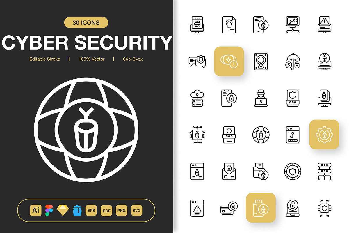 Cyber Security Icons, an Outline Icon by Spacepixel Creative