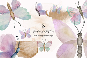 White And Color Butterflies Clipart