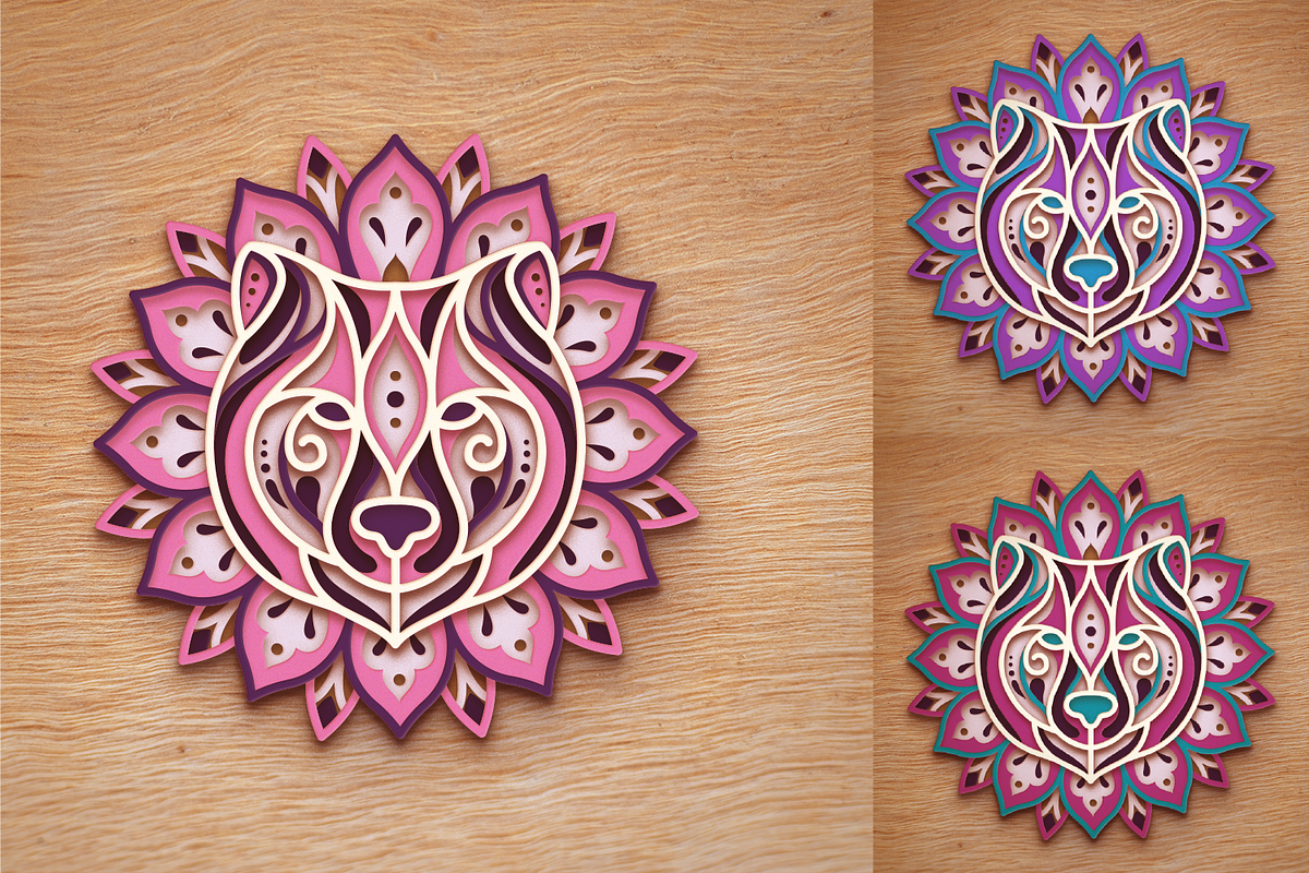 Bear 3D Mandala - SVG Laser cut file, an Object Graphic by Arshad Ali (Photo 7 of 8)