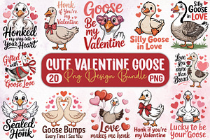 Cute Valentine Goose Design Bundle, an Illustration by RobertsArt