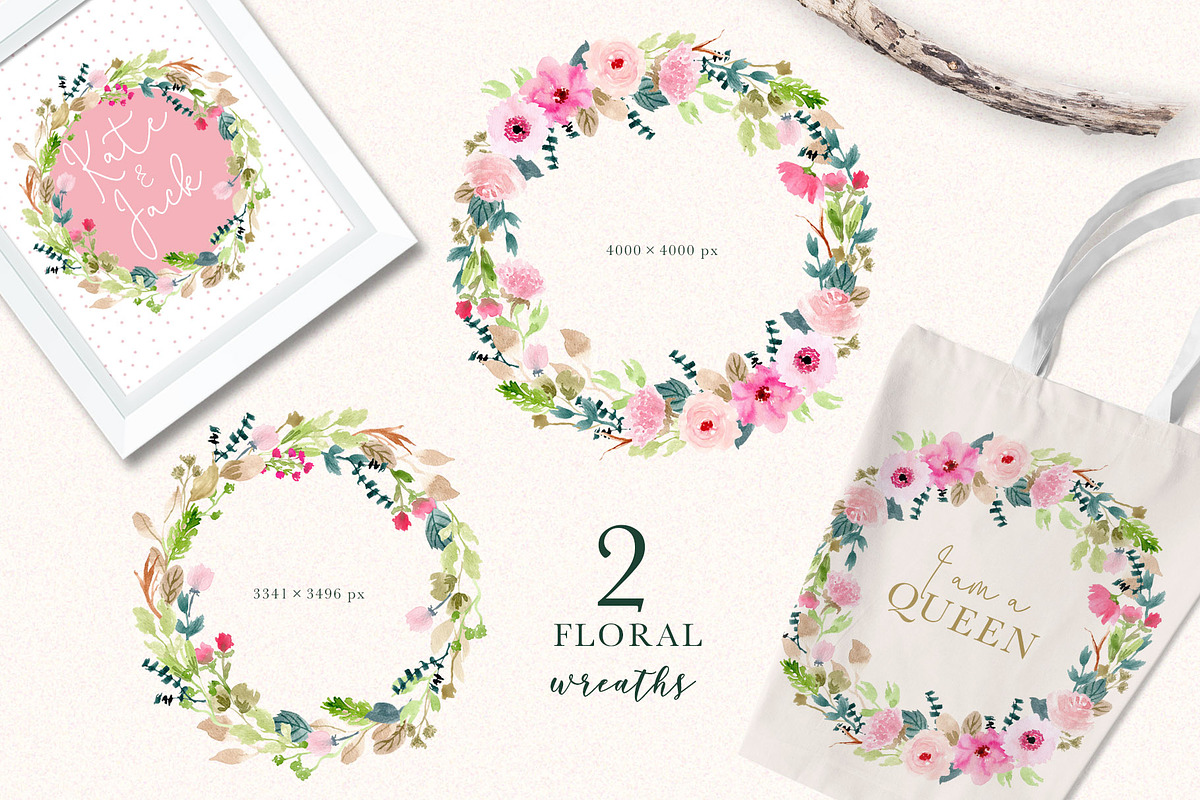 Pink Delight - Watercolor Clipart, a Decorative Illustration by wulano (Photo 4 of 7)