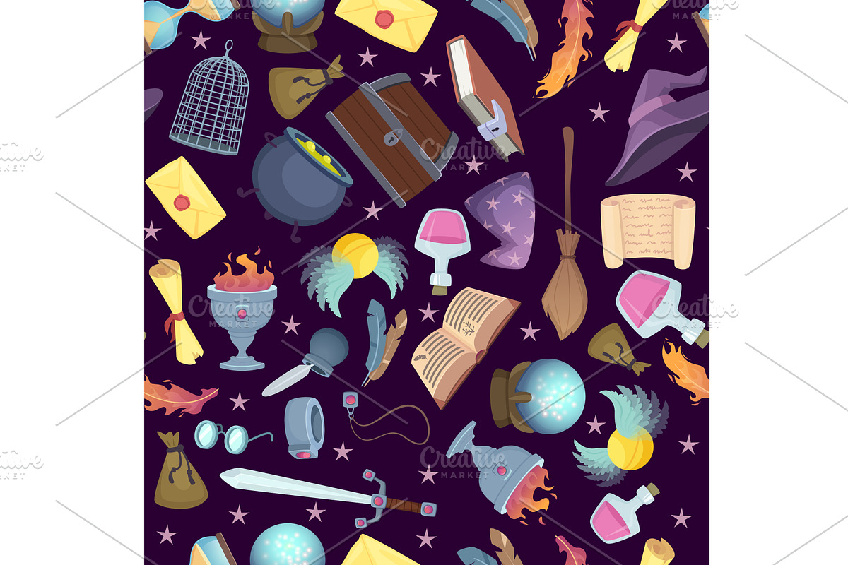 Magician pattern. seamless, an Illustration by Onyx