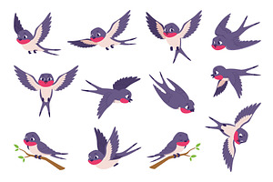 Swallows. Wild birds flying exact, an Animal Illustration by Onyx