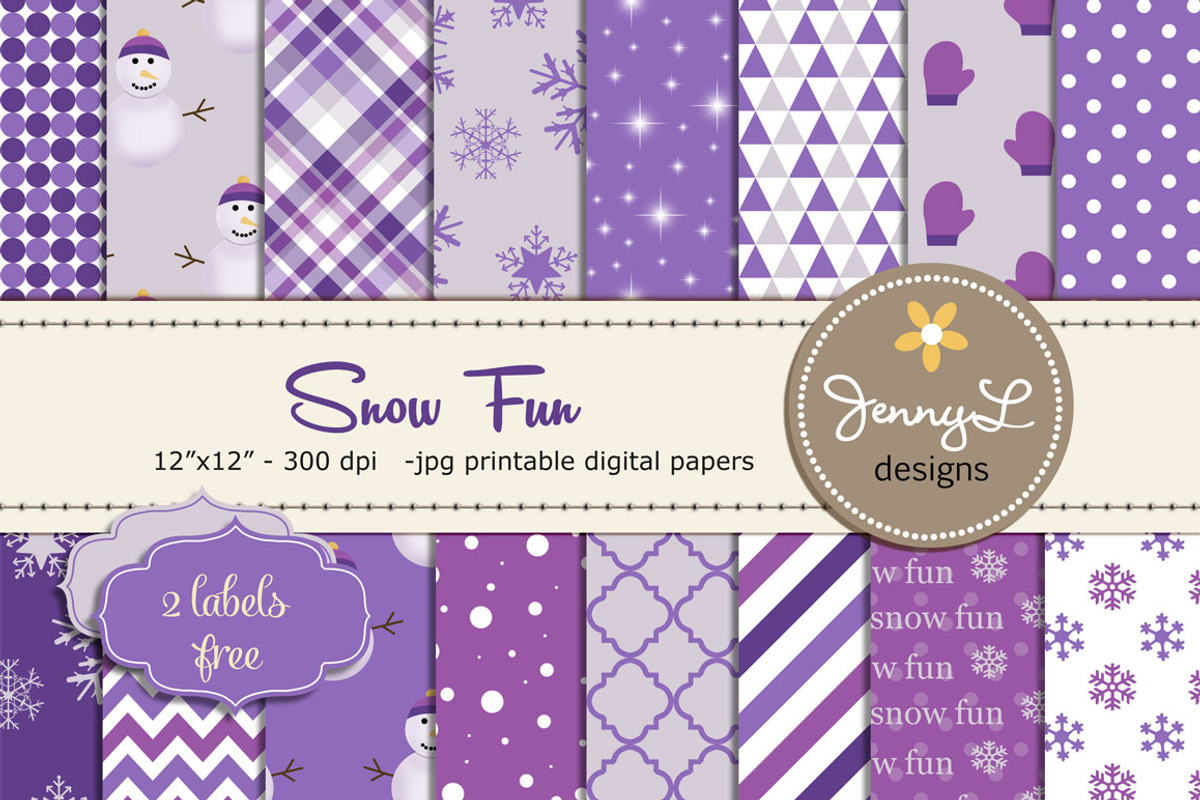 Snow Digital Papers, a Pattern Graphic by JennyL Designs (Photo 1 of 4)