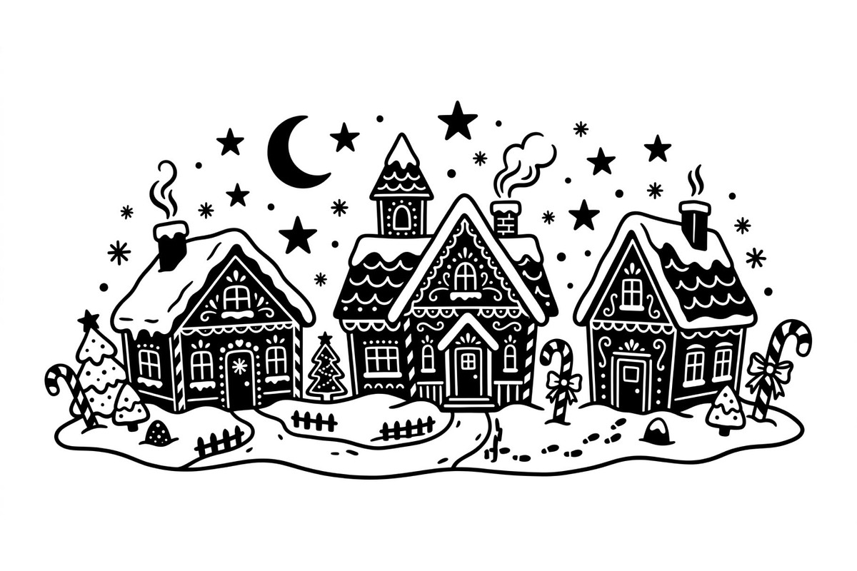 Gingerbread Winter Village Set, an Object Graphic by Creativeshirt (Photo 2 of 3)