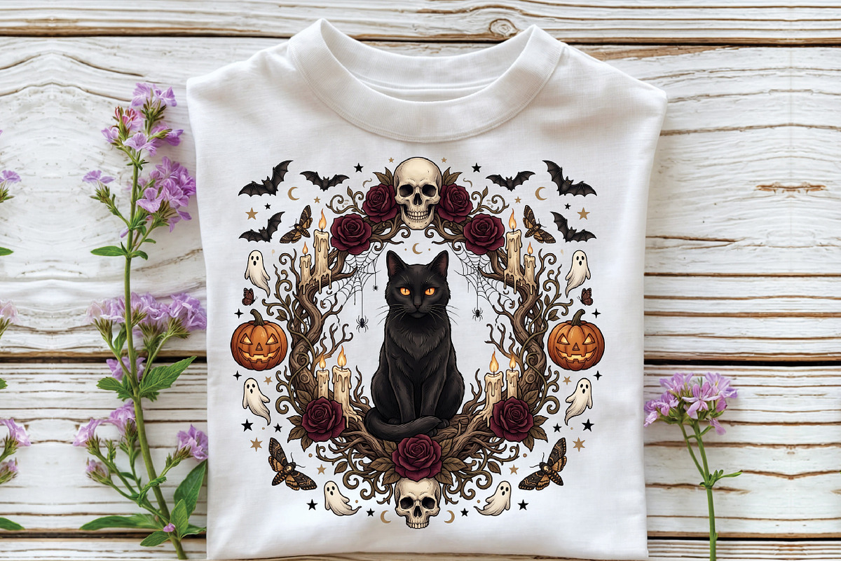 Spooky Gothic Black Cat Halloween, a Work Illustration by CraftArtStudio (Photo 2 of 4)
