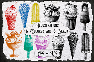 Vintage Ice Cream Ink Brushes