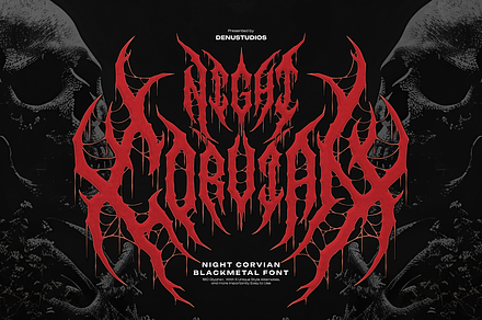 Night Corvian | Black Metal Font, a Blackletter Font by Denustudios