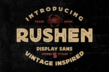 Rushen - Vintage Inspired, a Sans Serif Font by Arterfak Project