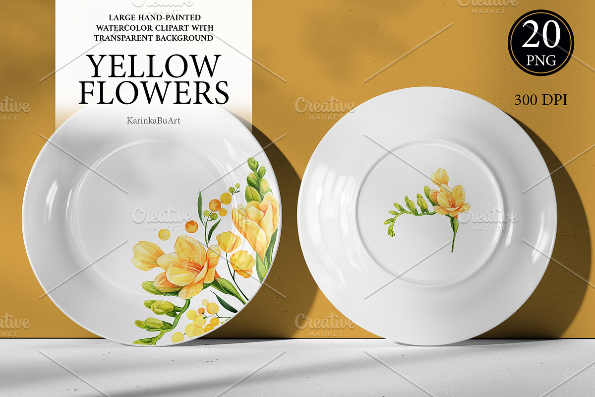 Watercolor Yellow flowers wildflower, an Object Graphic by KarinkaBU (Photo 5 of 7)