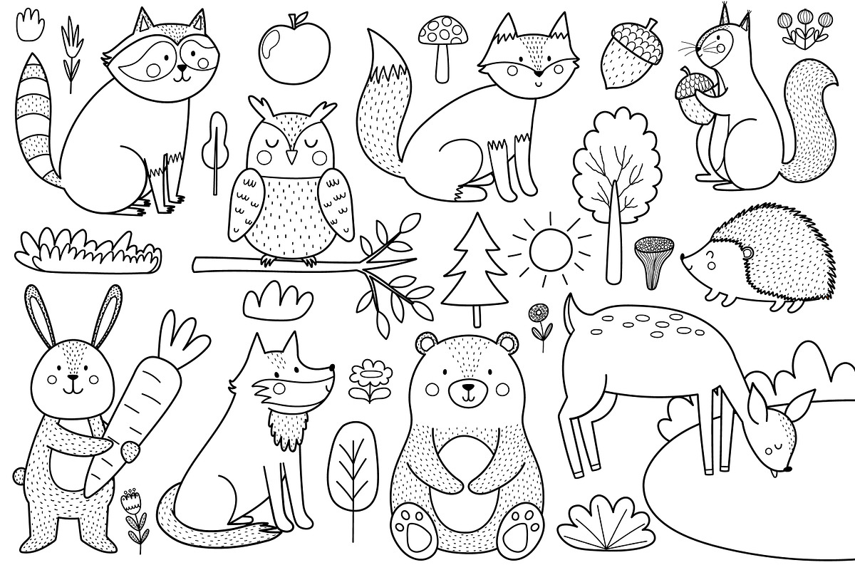Cute Forest Animals Big Collection, an Animal Illustration by Gulnara Sabirova (Photo 13 of 16)