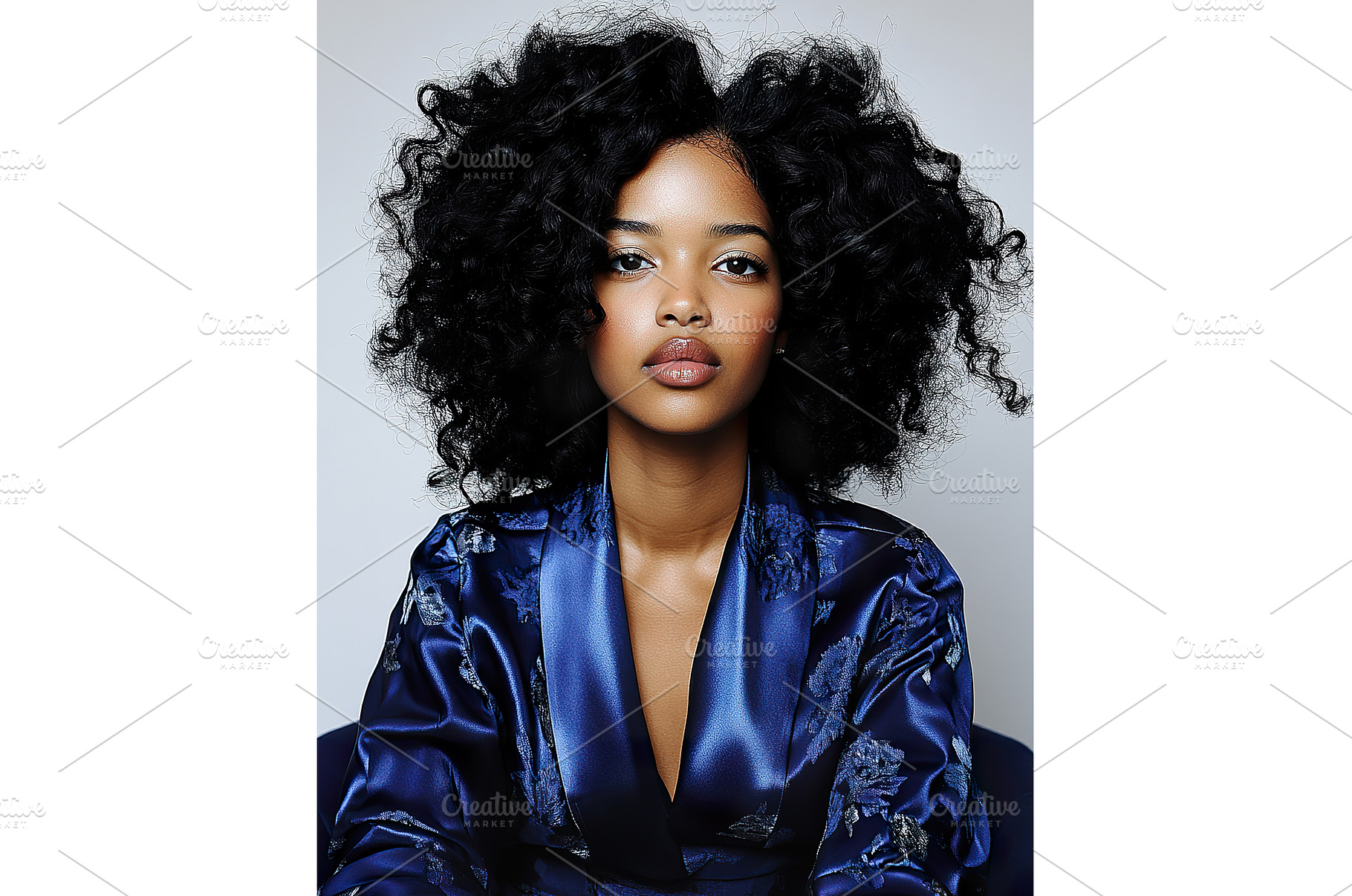 Young african female in blue silk, a Beauty & Fashion Photo by Lermont51