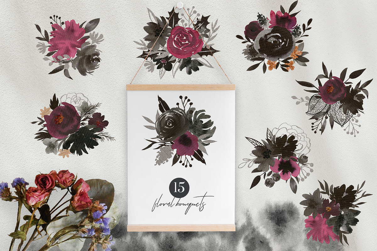Floral Ink Hand Painted Collection, an Illustration by Kate Galunga Artstore (Photo 8 of 11)