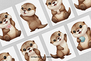 15 Bundle Watercolor Otter Cute, an Animal Illustration by Morspective (Thumbnail 3 of 8)