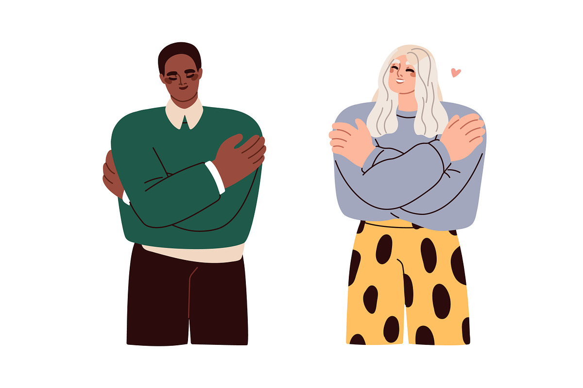 People hug themselves. Self love set, a Person Illustration by Good Studio (Photo 2 of 7)