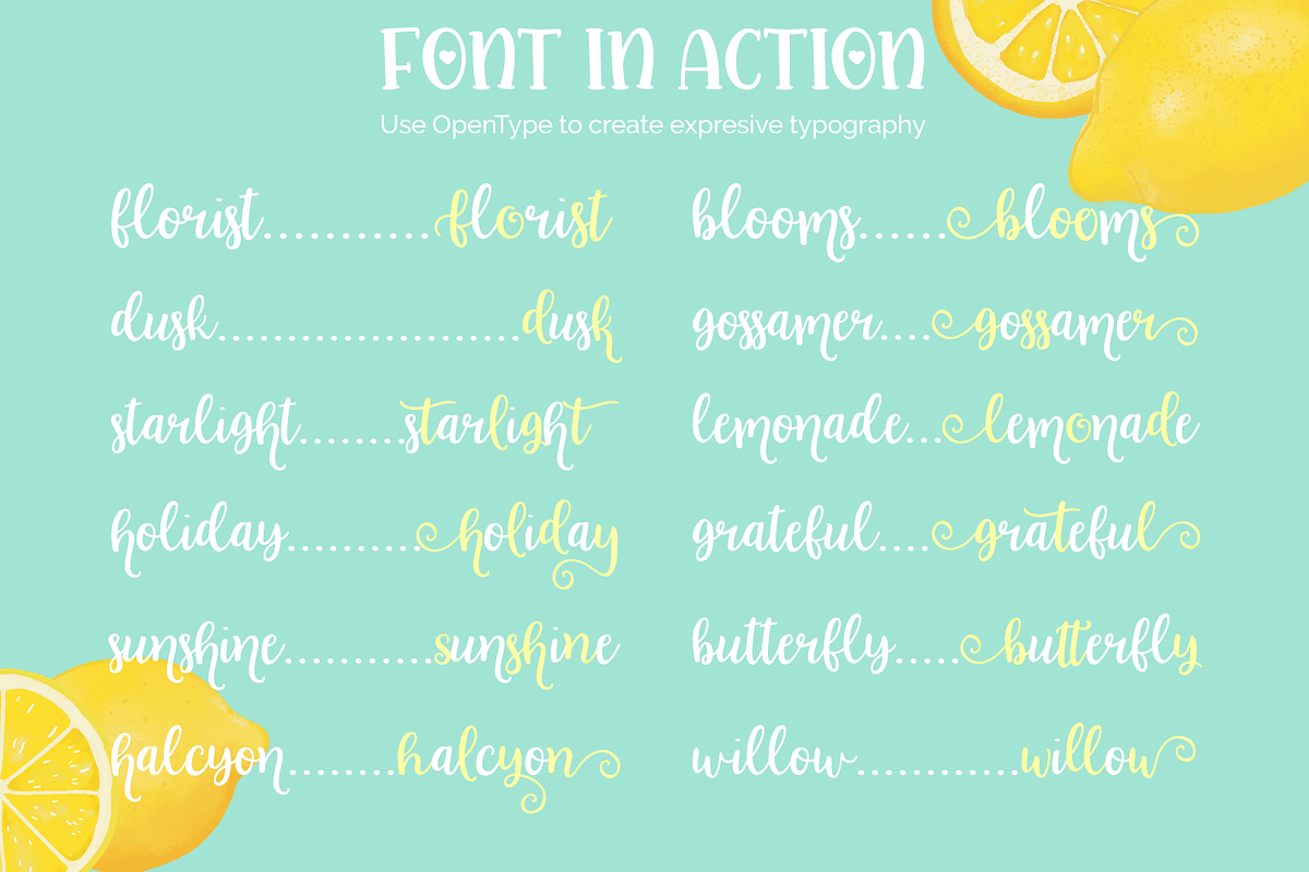 Lemon Squeezy font trio + dingbats!, a Font by Amber Nest Design (Photo 8 of 9)