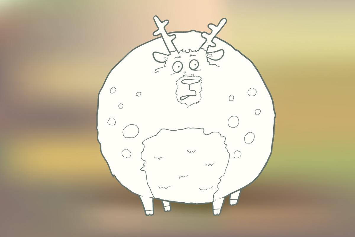 Hand-drawn Round deer with spots, an Illustration by Andrew Bzh.