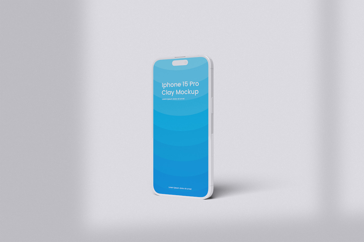 Iphone 15 Pro Clay Mockup, an iPhone Mockup by HanaSaka_Studio (Photo 3 of 5)